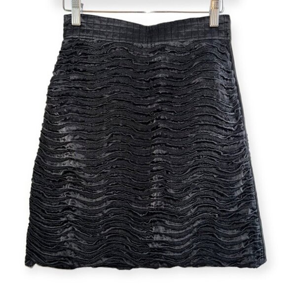 PRADA Vintage High waisted black wrinkle SILK mini pencil zipper skirt sz S / 38 - Picture 3 of 4